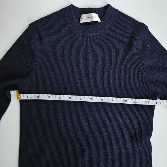 Rebecca Vallance Navy Merino Wool Silk Knit Sweater Size Small - Picture 8 of 10